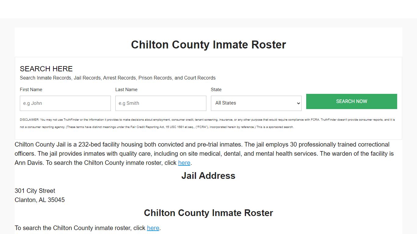 Chilton County Inmate Roster